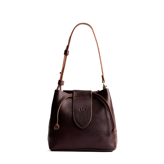 Coldbrew*Small | Symmetrical leather bag with leather drawstring closure and adjustable shoulder strap