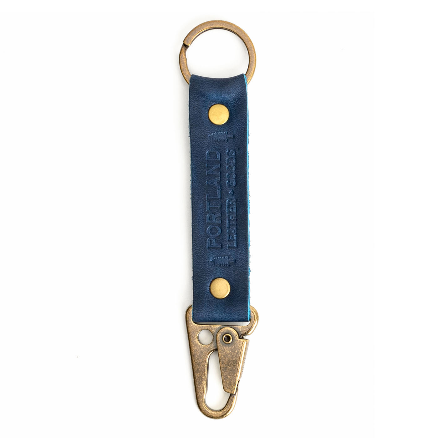 Electric Blue*Long | leather logo branded keychain