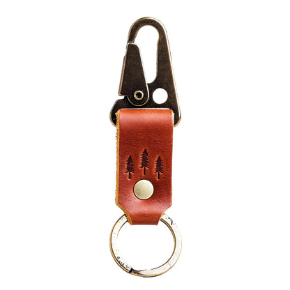 Hickory*Short | leather logo branded keychain
