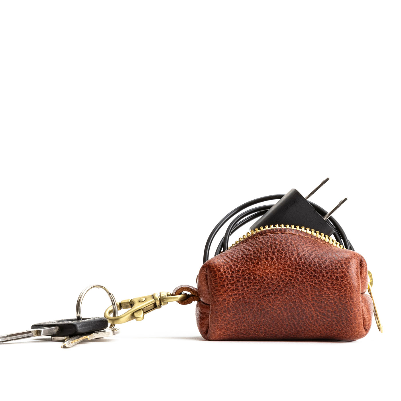 All Color: Nutmeg | Leather small keychain pouch