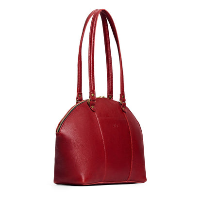 Chili Red*Large | A half circle crossbody bag with handles and removable crossbody strap