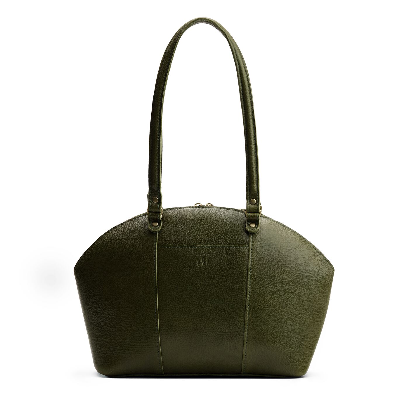 Pebbled Olive*Large | A half circle crossbody bag with handles and removable crossbody strap
