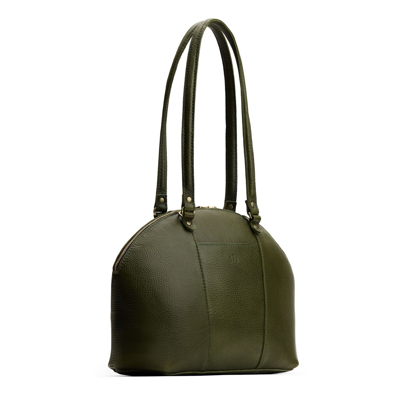 Pebbled Olive*Large | A half circle crossbody bag with handles and removable crossbody strap
