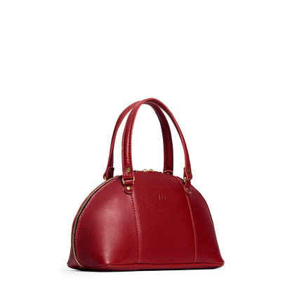 Chili Red*Small | A half circle crossbody bag with handles and removable crossbody strap
