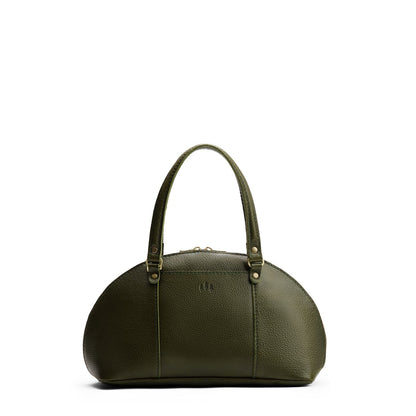 Pebbled Olive*Small | A half circle crossbody bag with handles and removable crossbody strap