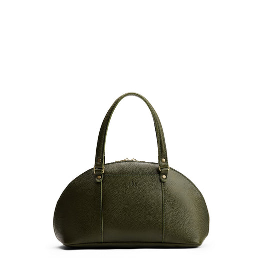 Pebbled Olive*Small | A half circle crossbody bag with handles and removable crossbody strap
