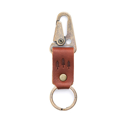 Chestnut*Short | leather logo branded keychain
