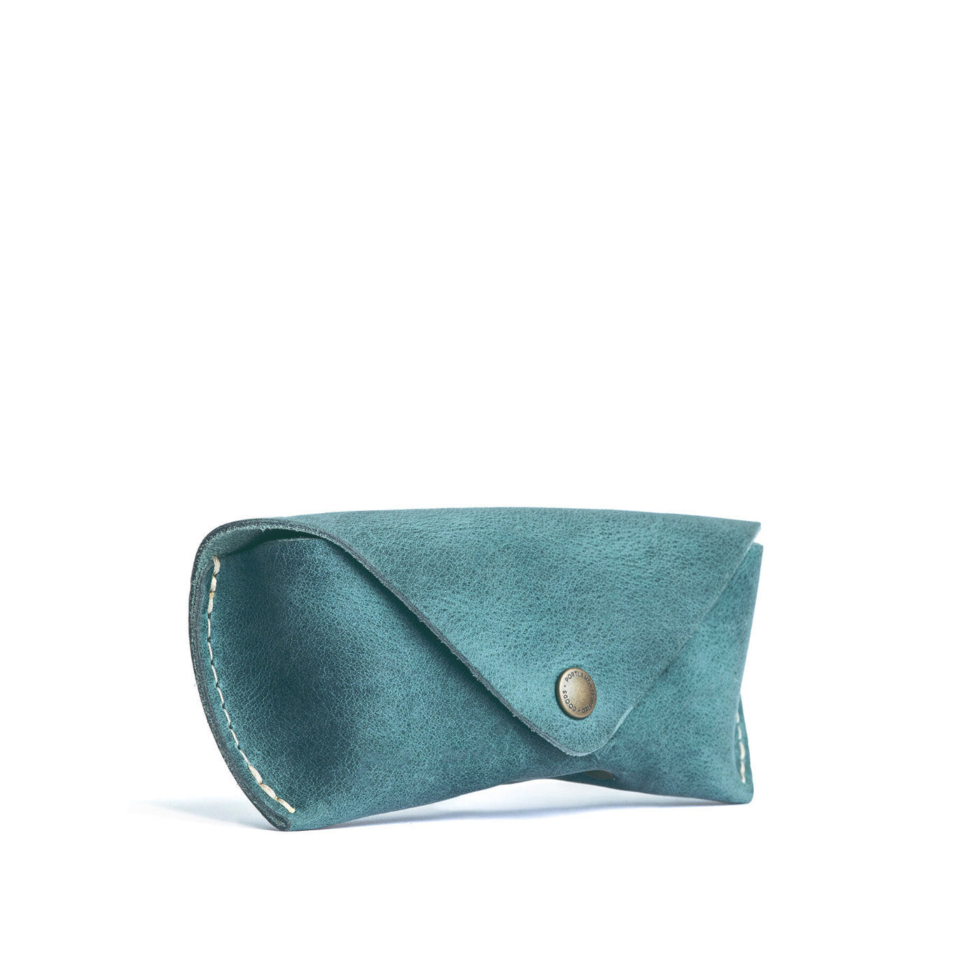 Aqua | Leather sunglasses case with snap closure
