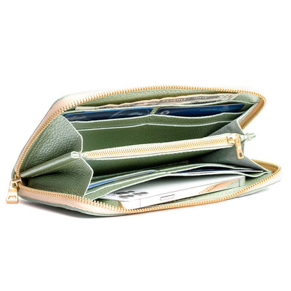 Beetle | Large accordion leather wallet with zipper open