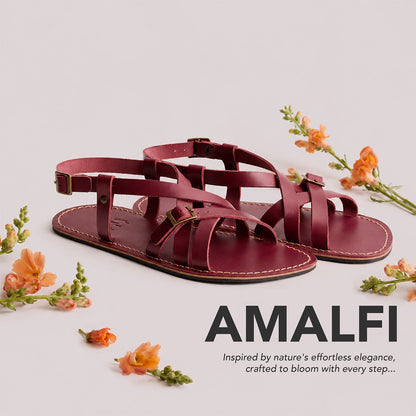 Marsala | Strappy leather sandals with two buckle accents