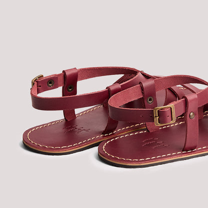 Marsala | Strappy leather sandals with two buckle accents