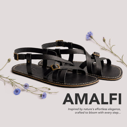 Nero | Strappy leather sandals with two buckle accents