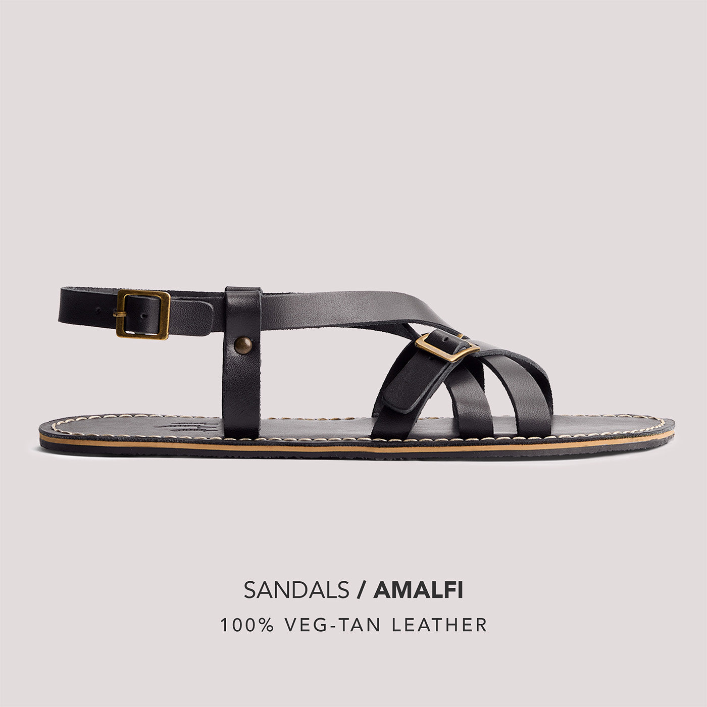 Nero | Strappy leather sandals with two buckle accents