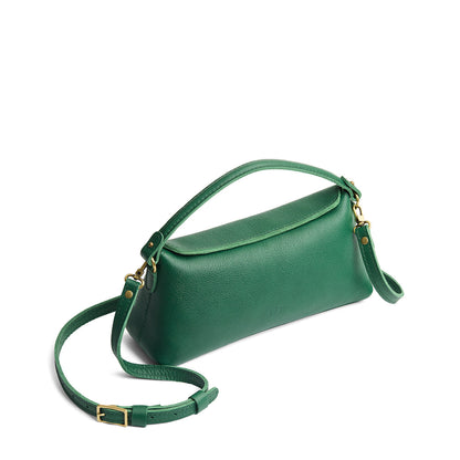Bacalar | Leather bowler bag with magnetic closure against a white background