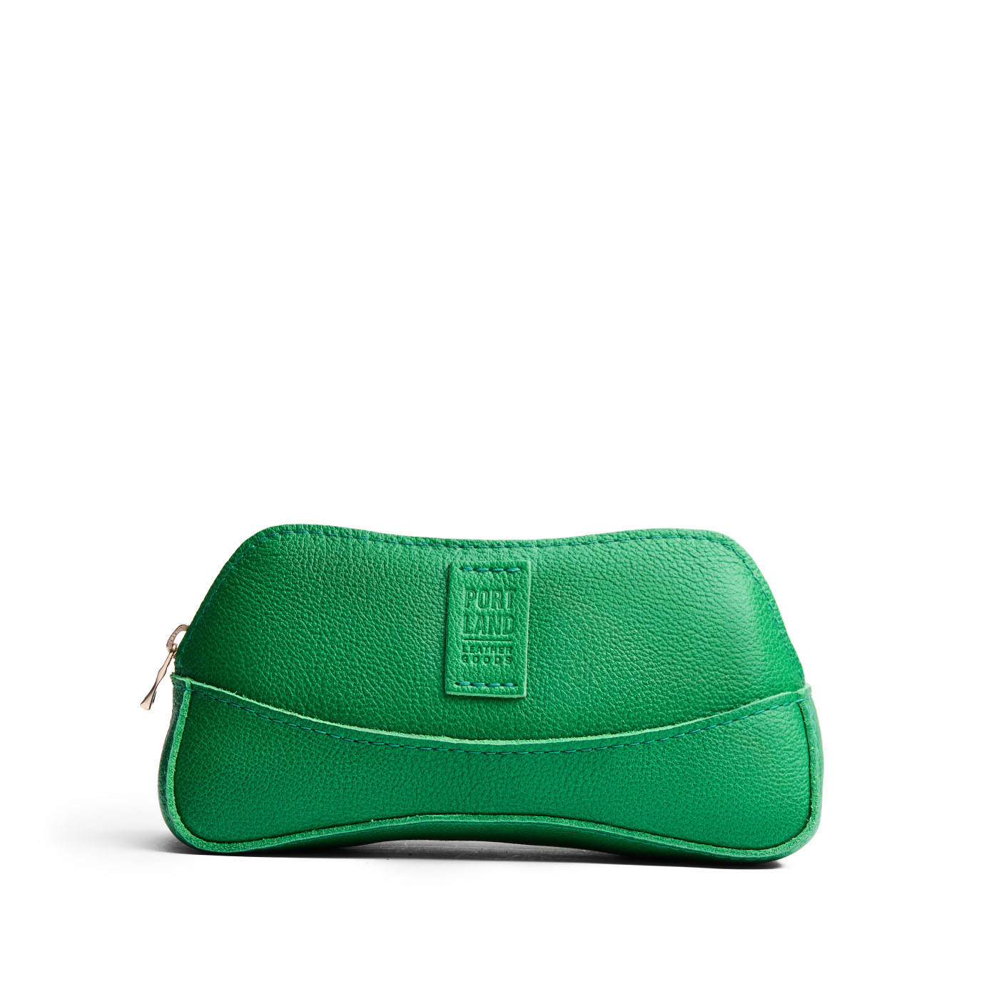 Jolly Green | Handmade leather makeup bag pouch with top zipper