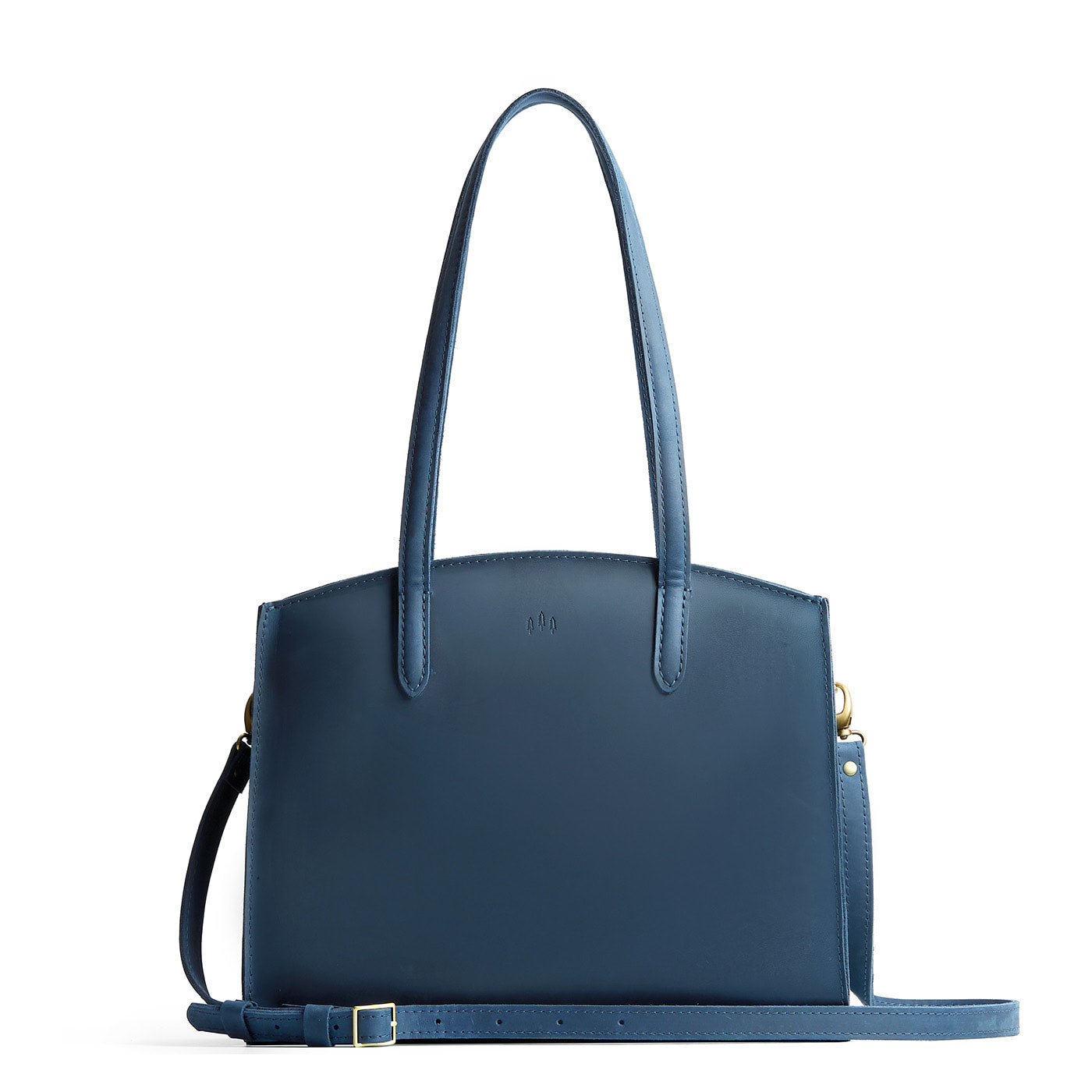 Deep Water*Large | Leather tote bag with handles, adjustable crossbody strap, zipper top, and two back pockets