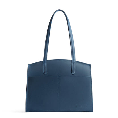 Deep Water*Large | Leather tote bag with handles, adjustable crossbody strap, zipper top, and two back pockets