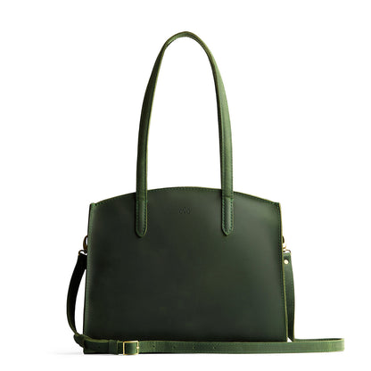 Evergreen*Large | Leather tote bag with handles, adjustable crossbody strap, zipper top, and two back pockets