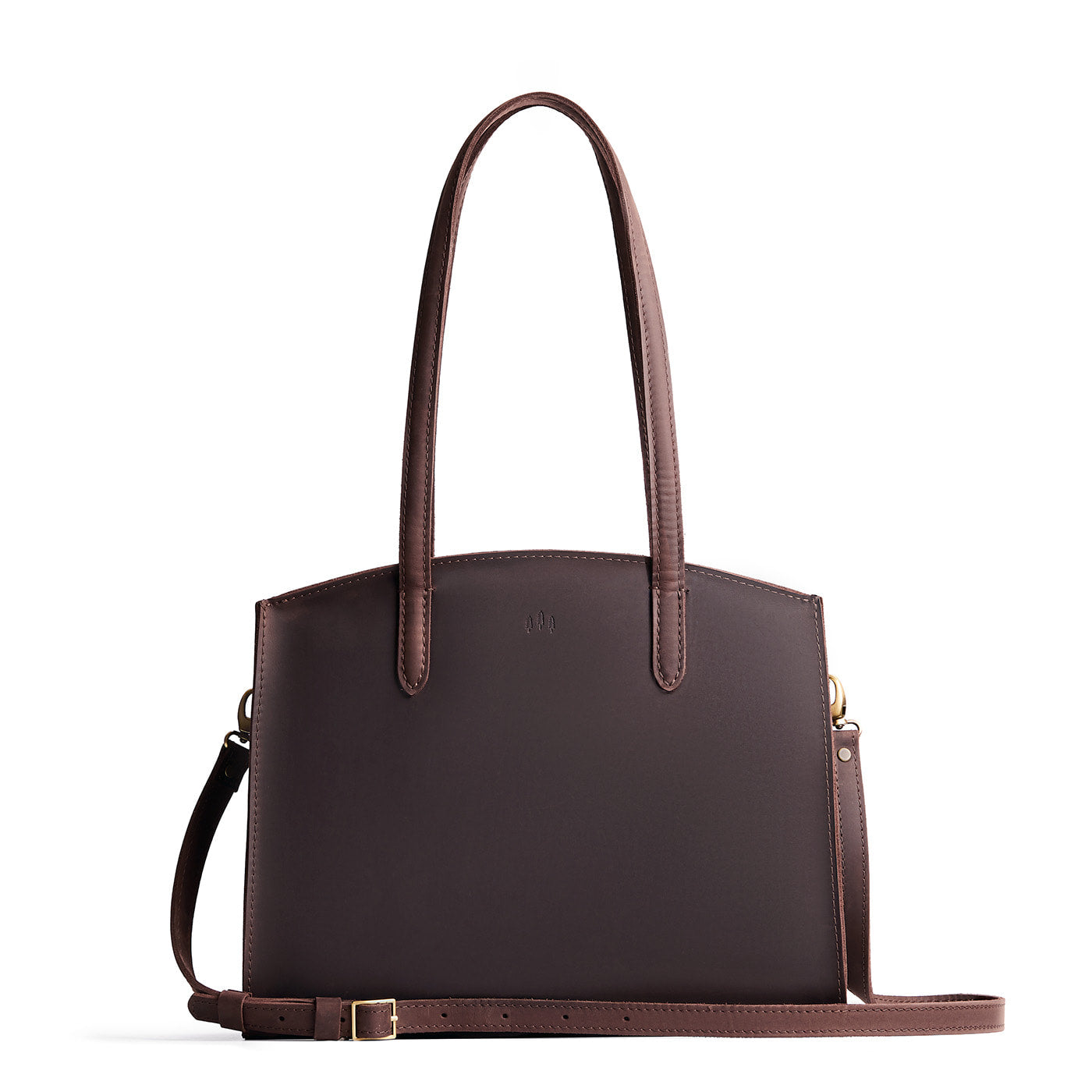Moose*Large | Leather tote bag with handles, adjustable crossbody strap, zipper top, and two back pockets
