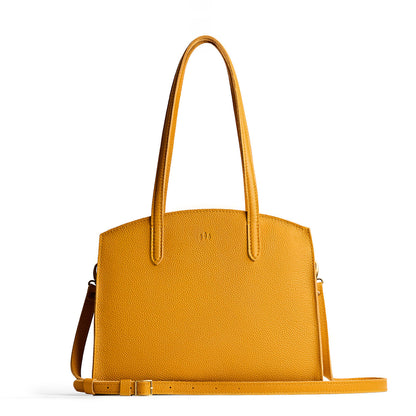 Sunshine*Large | Leather tote bag with handles, adjustable crossbody strap, zipper top, and two back pockets