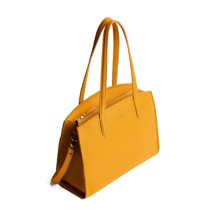 Sunshine*Large | Leather tote bag with handles, adjustable crossbody strap, zipper top, and two back pockets