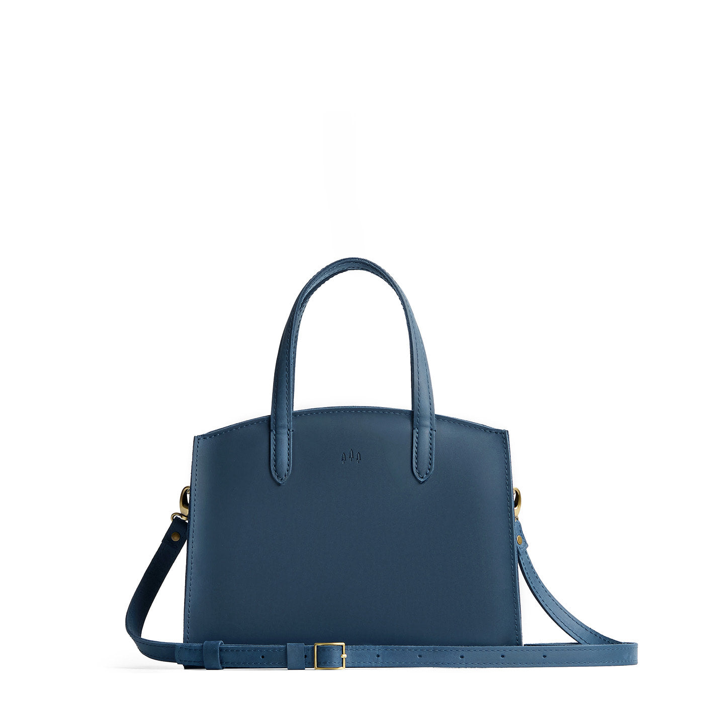 Deep Water*Medium | Leather tote bag with handles, adjustable crossbody strap, zipper top, and two back pockets