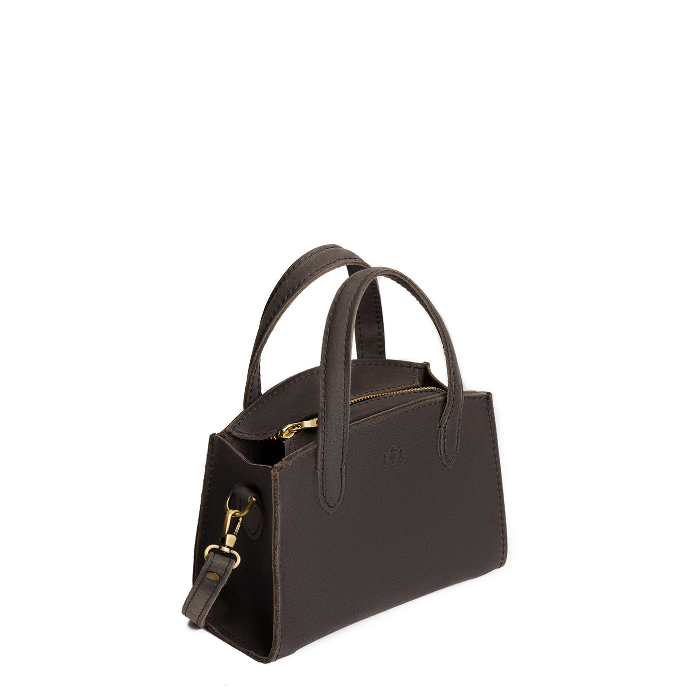 Full Moon*Mini | Leather tote bag with handles, adjustable crossbody strap, zipper top, and a back pocket
