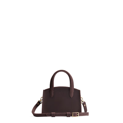 Moose*Mini | Leather tote bag with handles, adjustable crossbody strap, zipper top, and a back pocket