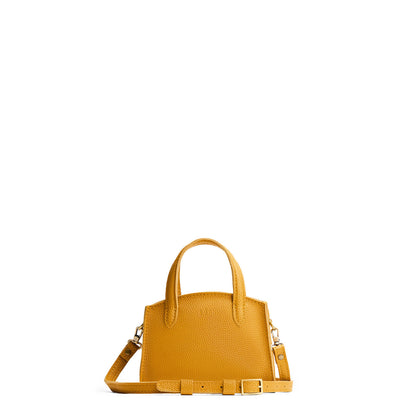 Sunshine*Mini | Leather tote bag with handles, adjustable crossbody strap, zipper top, and a back pocket