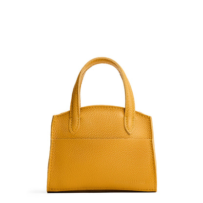 Sunshine*Mini | Leather tote bag with handles, adjustable crossbody strap, zipper top, and a back pocket