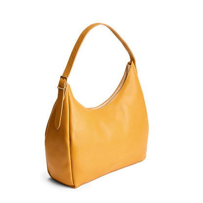 Sunshine*Large | U-shaped, flat-bottomed leather shoulder bag with adjustable strap