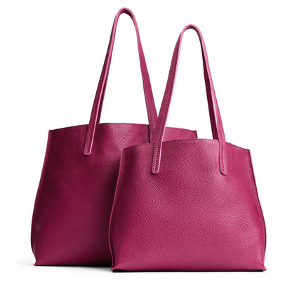 Cosmo | Side by side comparison of both sizes of leather totes