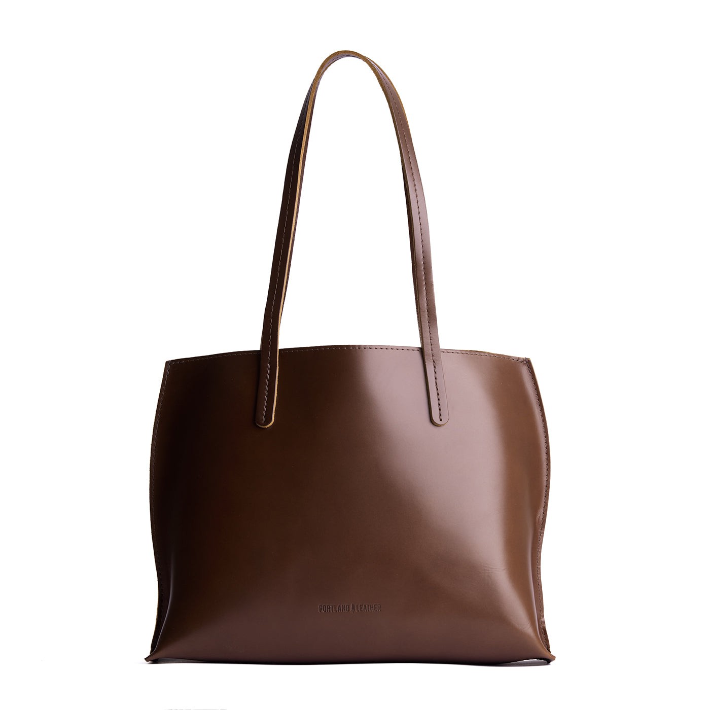Chocolate Brown*Medium | Leather tote bag with interior snap key loop