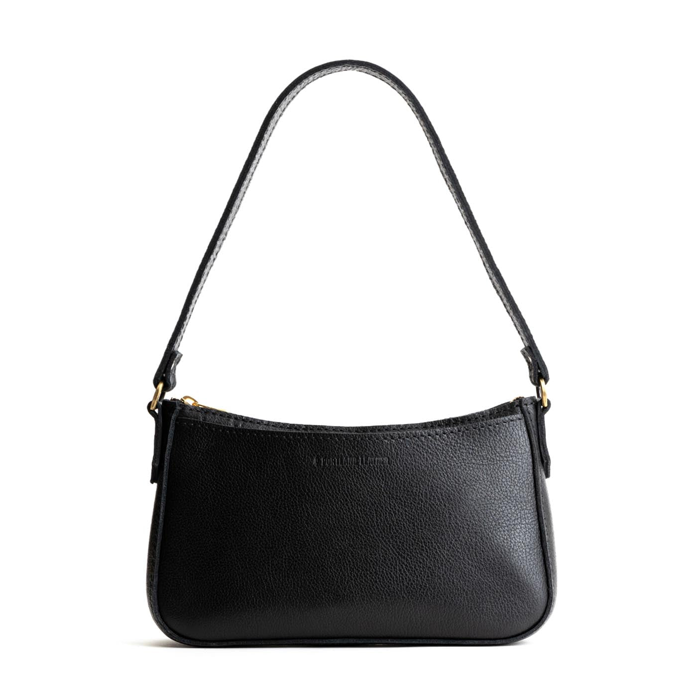 Pebbled--black*Small | Petite bean shaped shoulder bag with a zipper closure