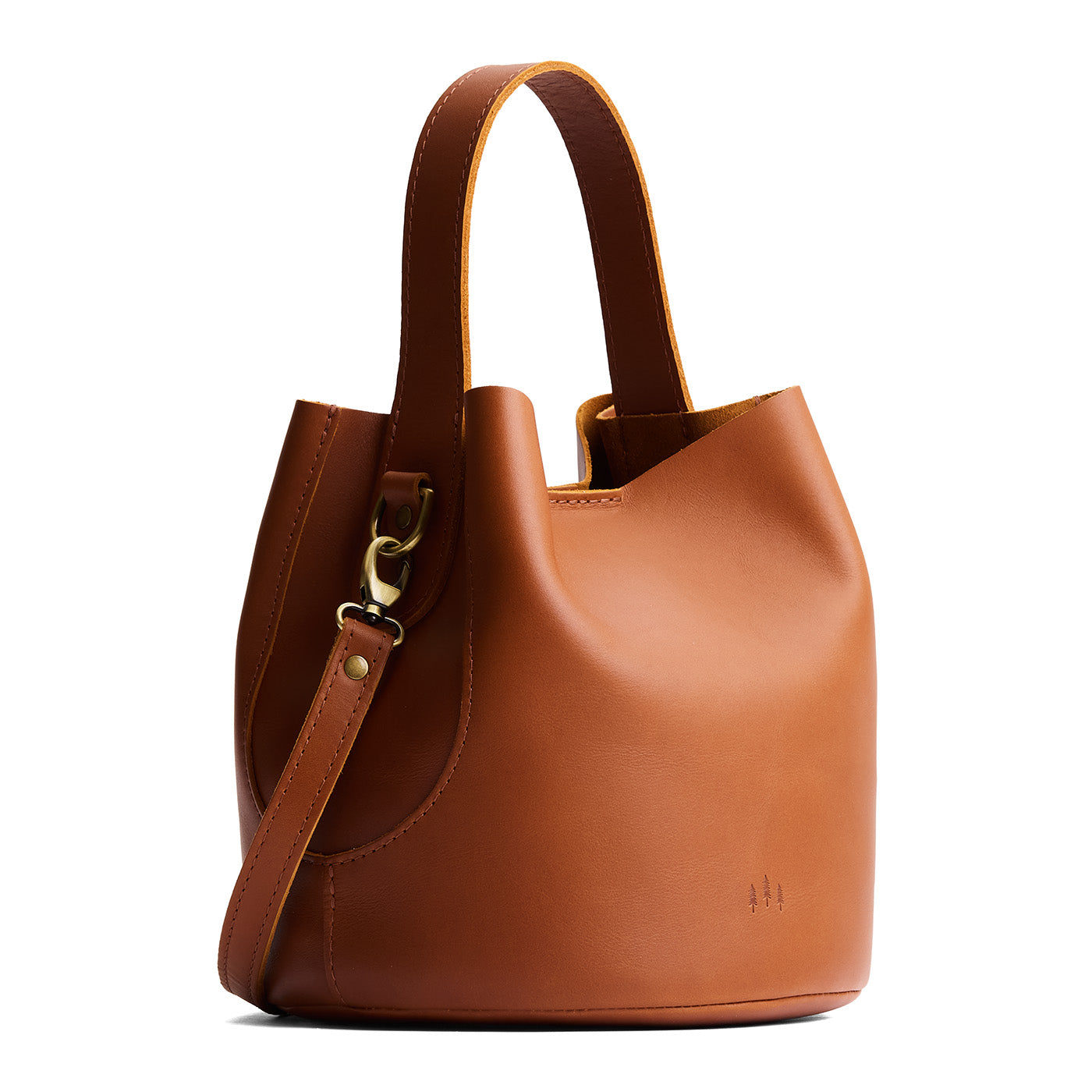 Honey*Large | Symmetrical bucket bag with handle, latch closure, and removable crossbody strap
