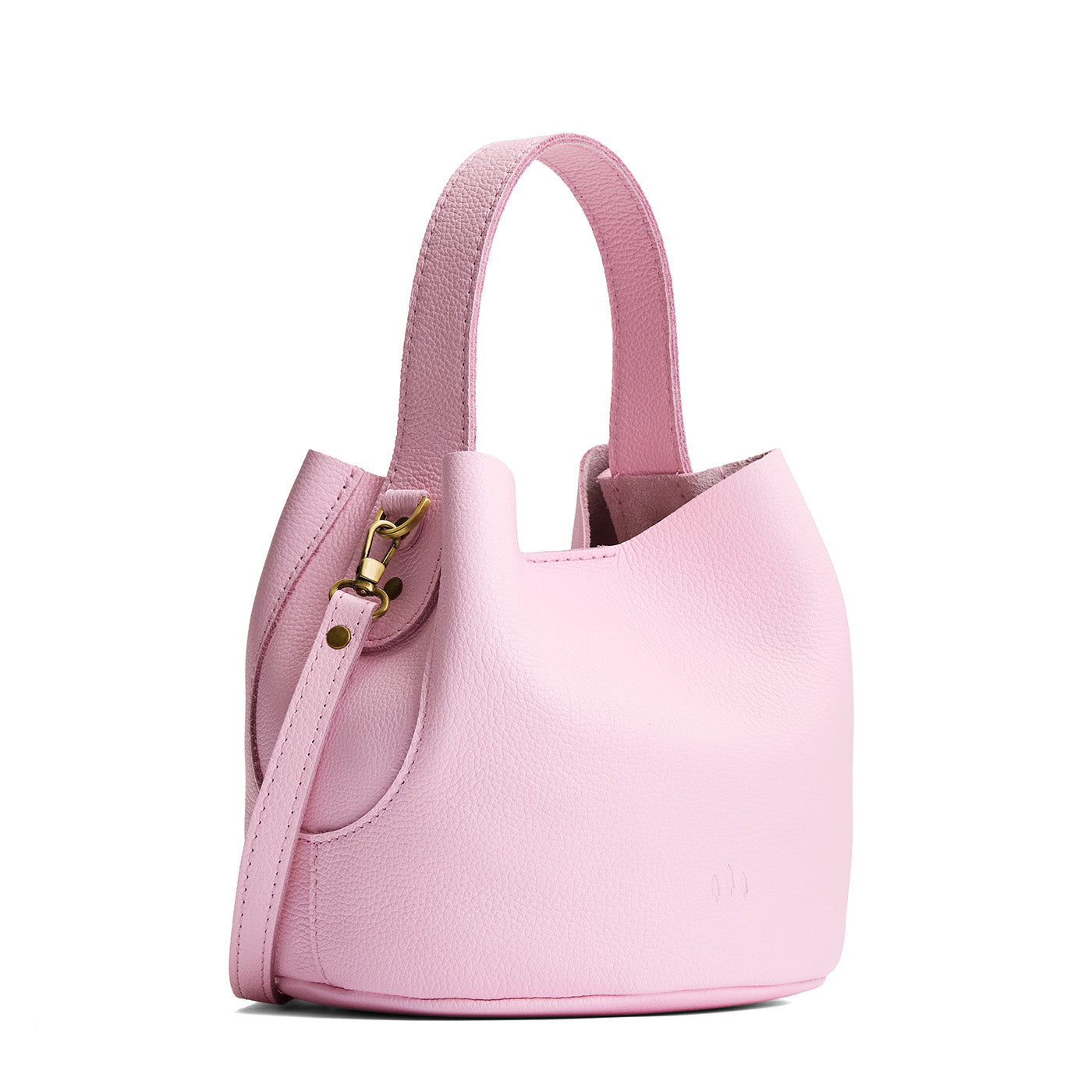 Pinkaboo*Small | Symmetrical bucket bag with handle, latch closure, and removable crossbody strap