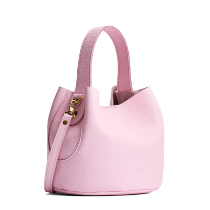 Pinkaboo*Small | Symmetrical bucket bag with handle, latch closure, and removable crossbody strap