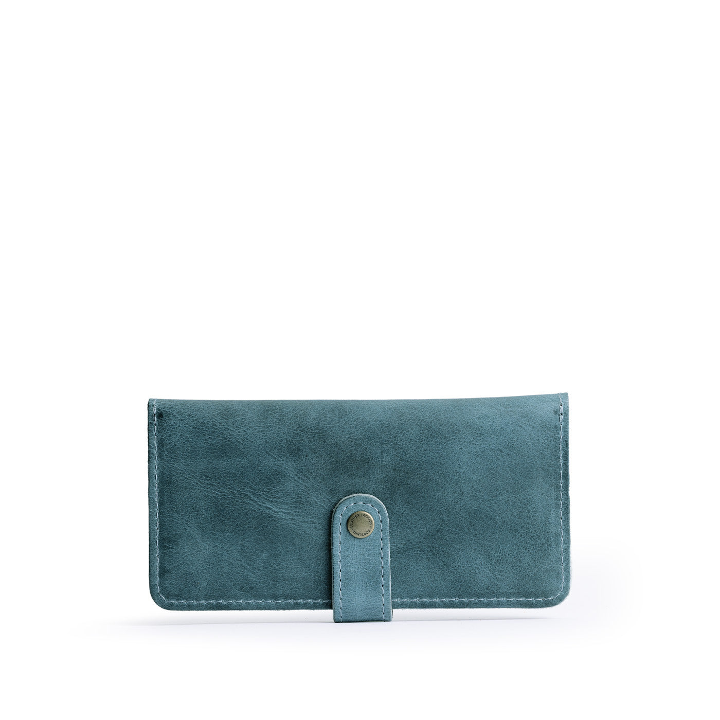 Aqua | Leather wallet with snap closed