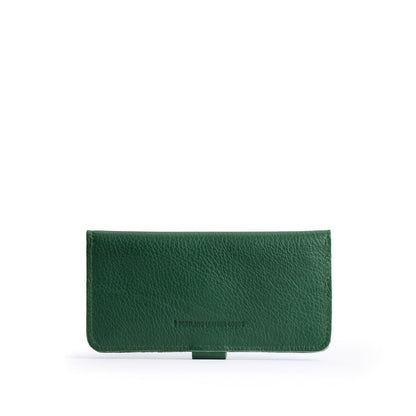 Bacalar | Back of leather wallet with snap closed