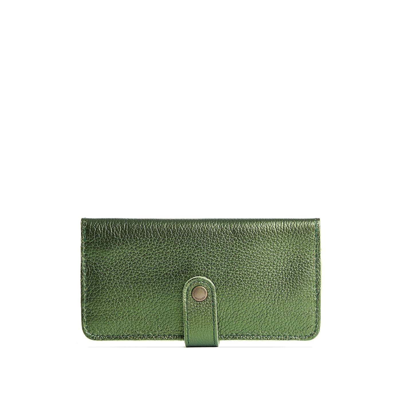 Metallic Greench | Leather wallet with snap closure