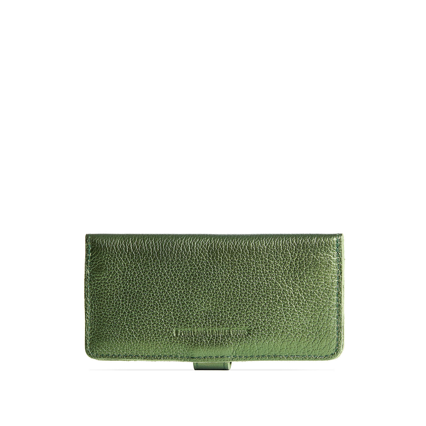 Metallic Greench | Leather wallet with snap closure