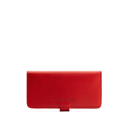 Ruby | Back of leather wallet with snap closed