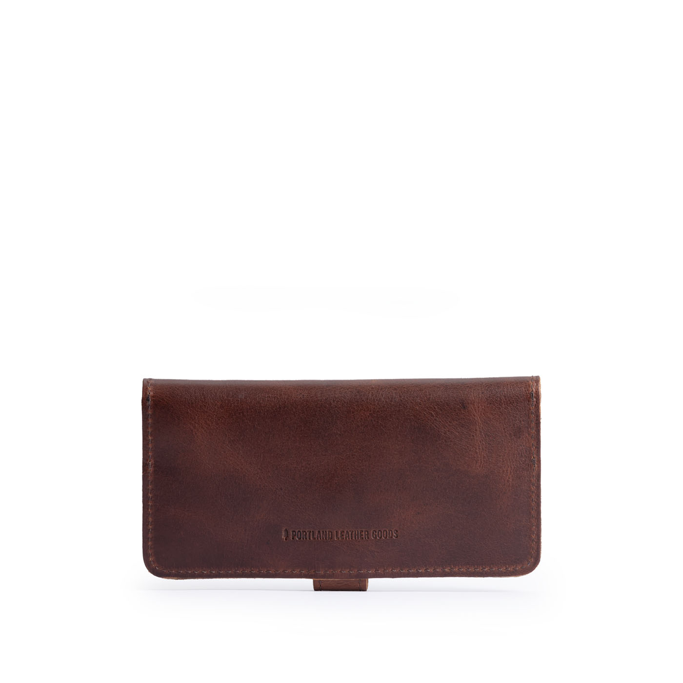 Timber | Back of leather wallet with snap closed