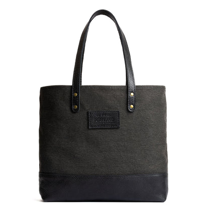 Grey | Canvas tote with leather base and handles