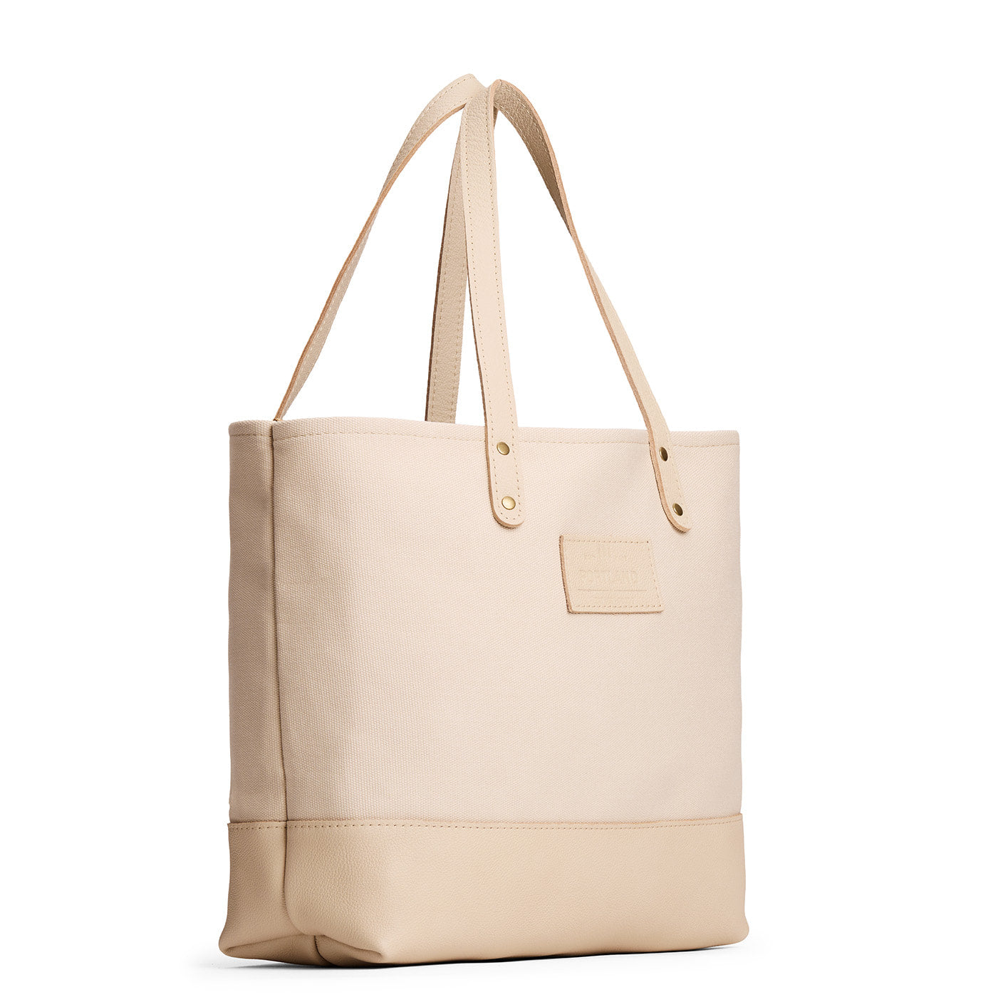 Warm Sand | Canvas tote with leather base and handles
