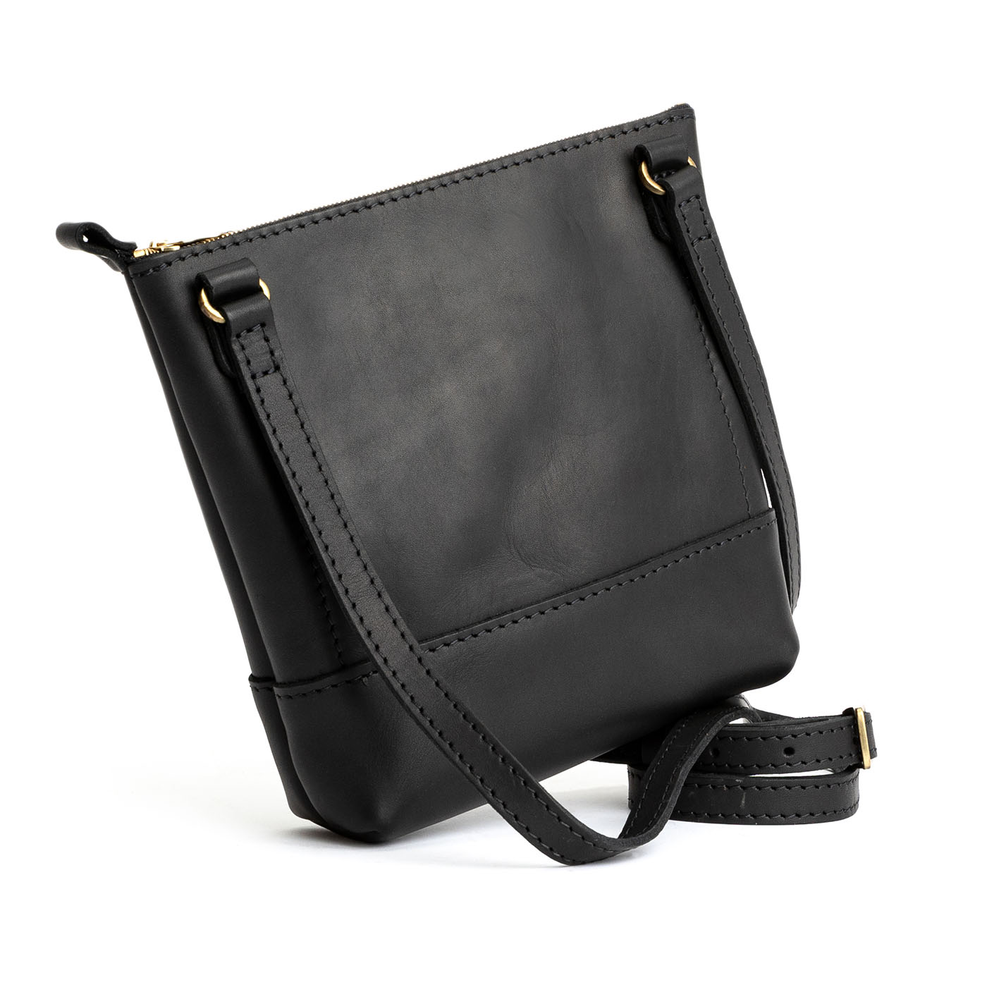 Black | Small rectangular crossbody purse with top zipper and interior pocket