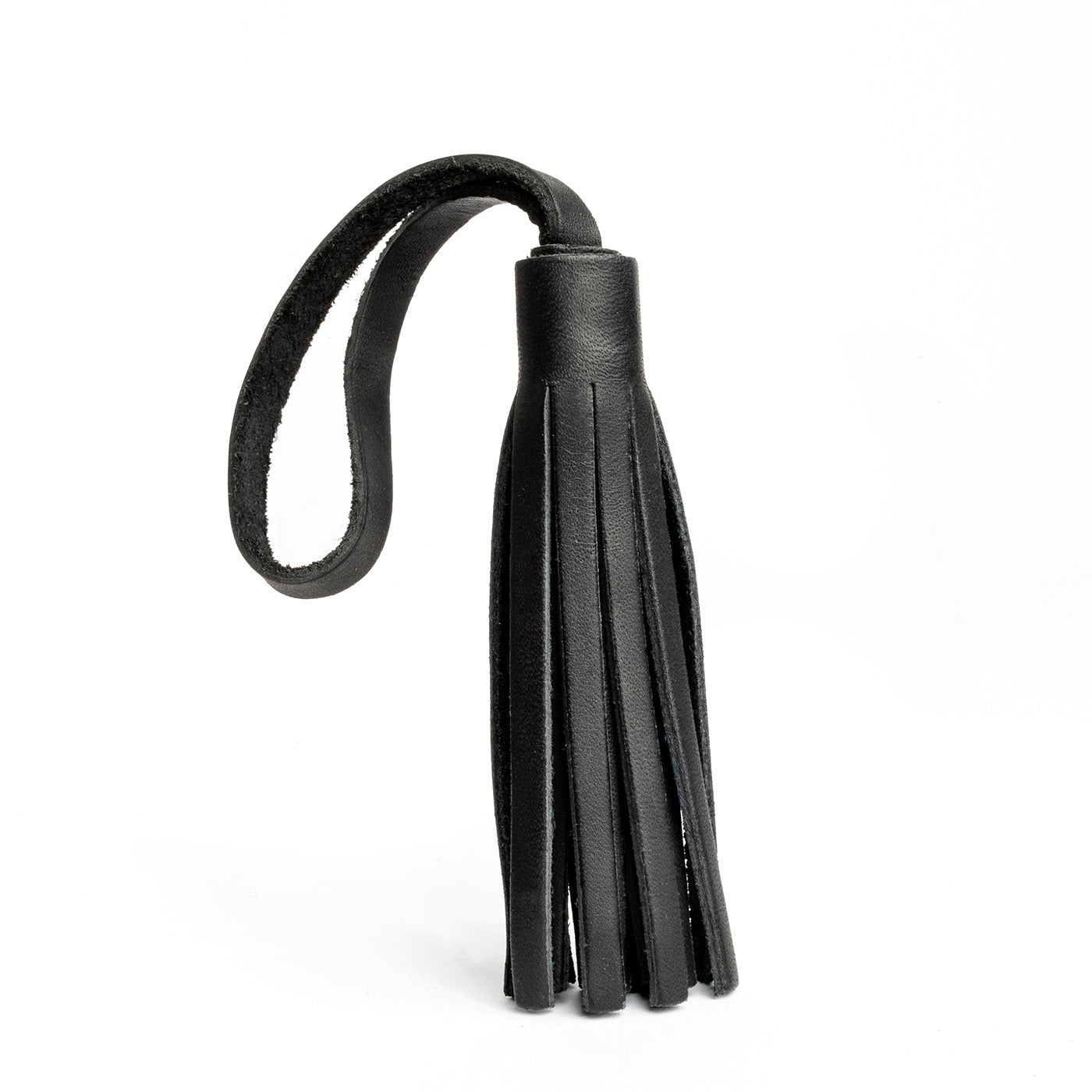 Black*Large | Fringed leather tassel with leather loop