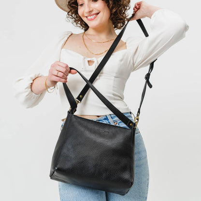 All Color: Pebbled--black | leather crossbody strap