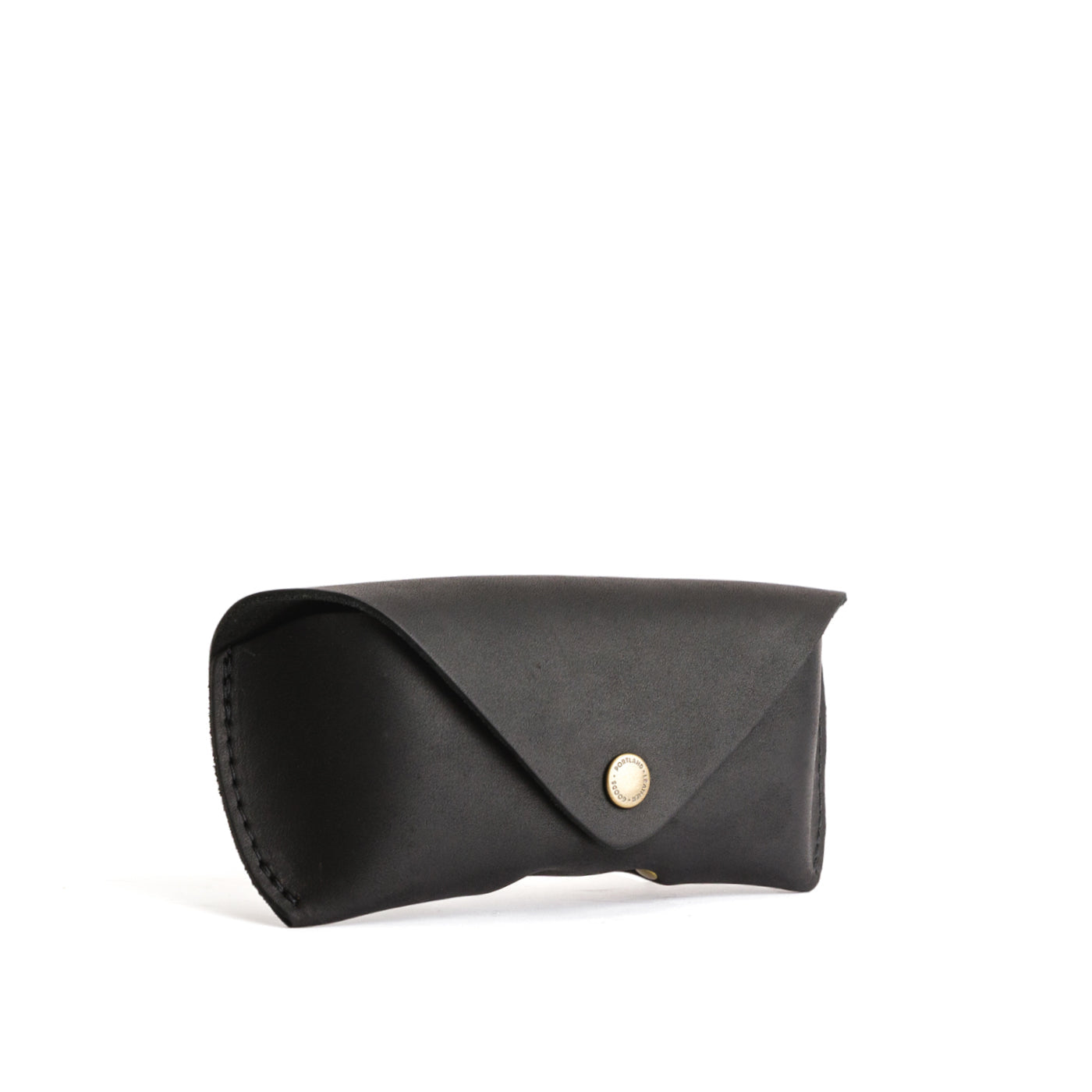 Black | Leather sunglasses case with snap closure