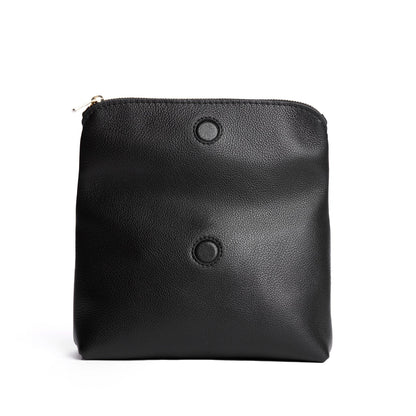 Pebbled--black | Open folded zipper pouch